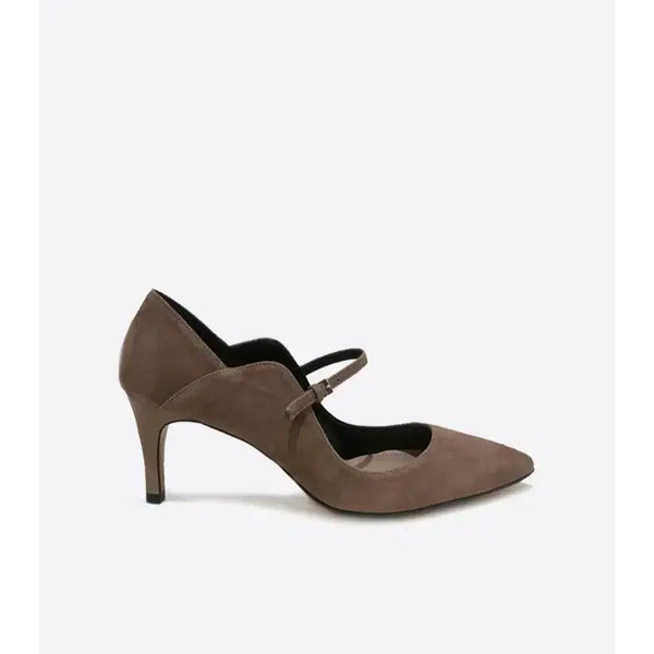 [BUNJANG] Blanc Choe Tulip Heel Black Brown Suede Shoes / 블랑쇼 튤립 힐 블랙 브라운 스웨이드 220