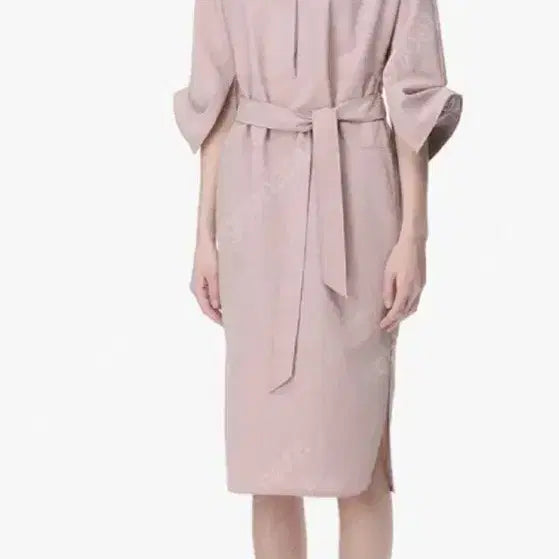 [BUNJANG] TIME (by Handsome) Pink Beige Shirt Dress with Waist Strap / 한섬 타임 원피스(마인,시스템,오브제,래트,쥬크,지컷)