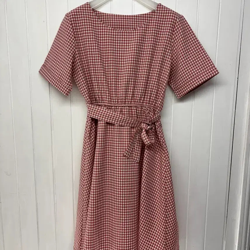 [BUNJANG] Checkered Short-Sleeve Dress Size 55 / 체크 반팔 원피스 55 ㅡ0718