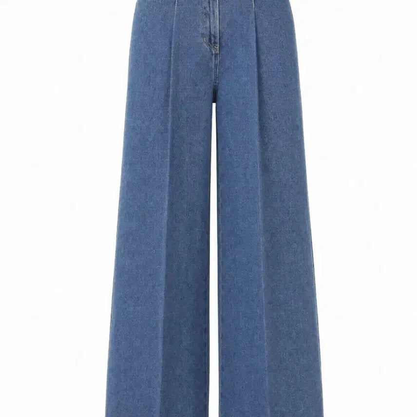 [BUNJANG] Mine Button Detail Pintuck Wide Denim Pants / 마.인 버튼 디테일 핀턱 와이드 데님 팬츠
