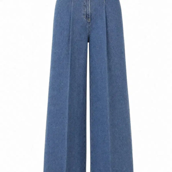 [BUNJANG] Mine Button Detail Pintuck Wide Denim Pants / 마.인 버튼 디테일 핀턱 와이드 데님 팬츠