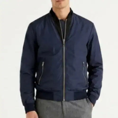 [BUNJANG] SYSTEM Navy Blouson Nylon Blend Jacket 100 / 시스템 네이비 블루종 100