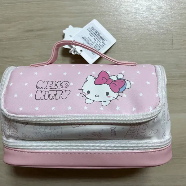 [BUNJANG] Sanrio Pink Hello Kitty 2-Tier Storage Pouch Bag / 산리오 핑크 헬로키티 2단 수납 파우치 가방 새상품