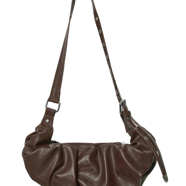[BUNJANG] Flare Up Drape Leather Bag Brown / 플레어업 드레이프 레더백 브라운