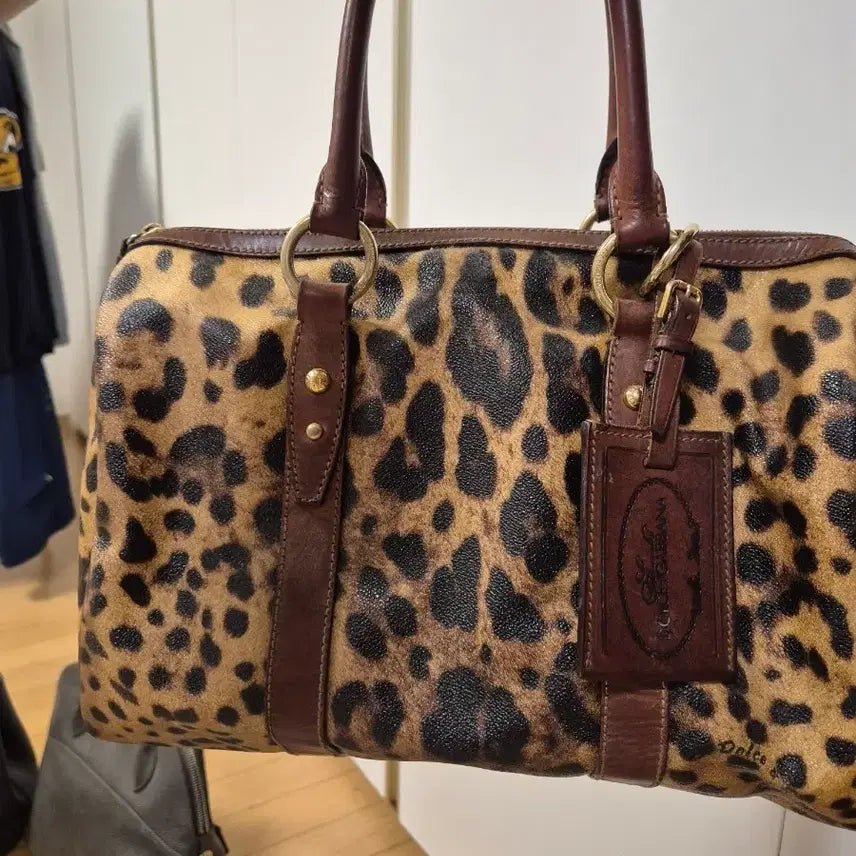 [BUNJANG] Dolce & Gabbana Leopard Print Leather Trim Tote Bag / 돌체앤가바나 레오파드 토트백