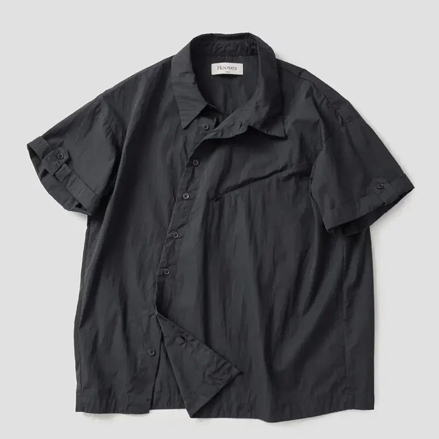 [BUNJANG] Hubs Slant Line Button-Up Half Shirt M / 후브스 슬랜트 라인 버튼업 하프 셔츠M