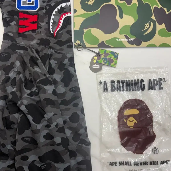 [BUNJANG] BAPE Shark Hoodie Black Full Set / 새상품) 베이프 샤크후드 흑계 풀구성