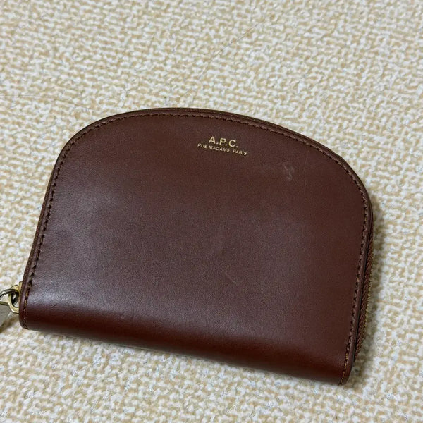 [BUNJANG] A.P.C. Half Moon Demi-Lune Bi-fold Wallet Brown Leather / 아페쎄 apc 하프문 데미룬 반지갑 브라운