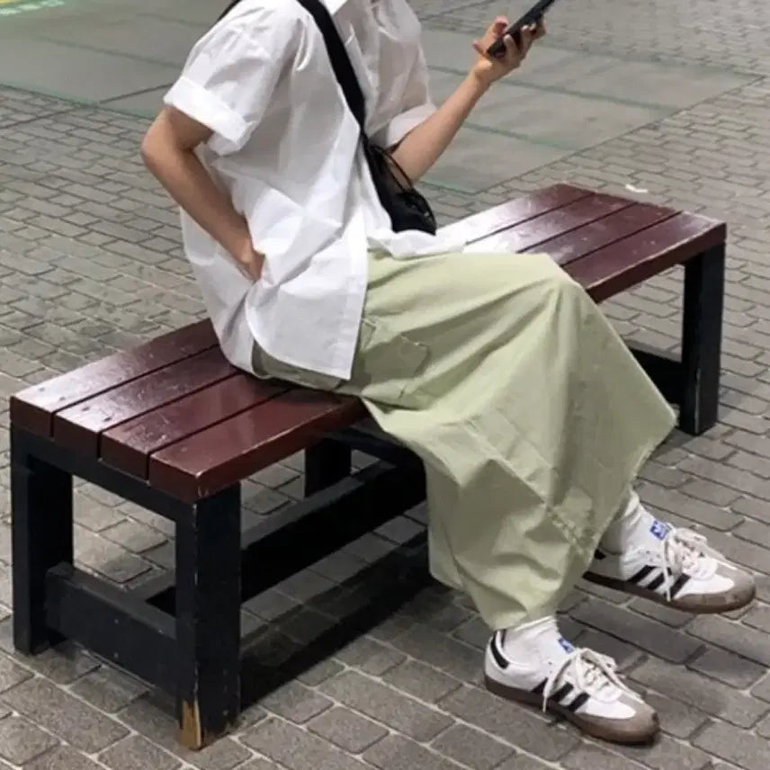 [BUNJANG] Duke Cargo Long Skirt Light Green / 듀크 카고 롱 스커트 라이트그린