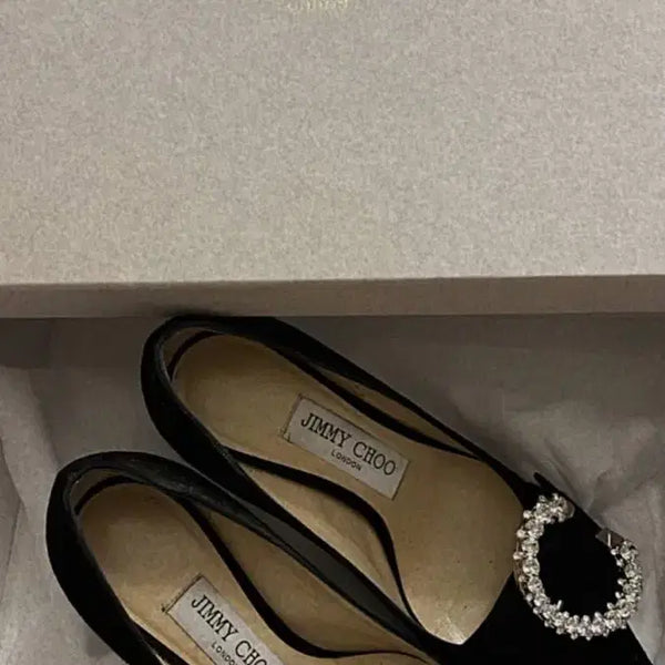 [BUNJANG] Jimmy Choo Black Suede Embellished Pumps / 지미추 펌프스 블랙 스웨이드 힐
