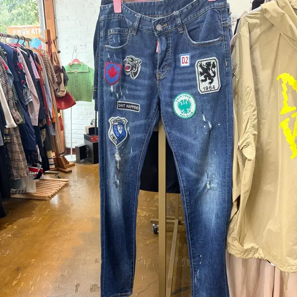 [BUNJANG] Dsquared2 Patch Distressed Denim Pants / 디스퀘어드2 패치 디스트로이드 데님 팬츠