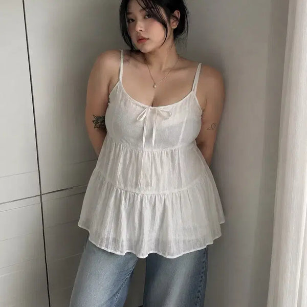 [BUNJANG] Plus Size White Bustier - Versatile for Office, School, and Travel / 8899 빅사이즈 뷔스티에 출근룩 학생룩 여행룩