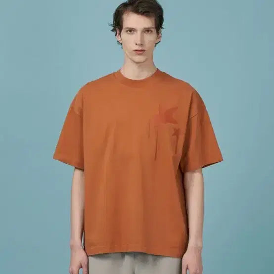 [BUNJANG] Comspace Brand Orange Star Print Short Sleeve T-Shirt 2XL / 컴스페이스 반팔티