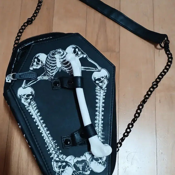 [BUNJANG] Gothic Coffin Skull Bone Crossbody Bag / 고딕 고스로리 고스펑크 여성용 관 모양 해골 뼈 가방 백 크로스백