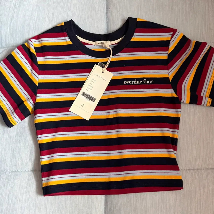 [BUNJANG] Overdue Flair Striped Cropped T-Shirt / 새상품 ) 오버듀플레어 반팔티