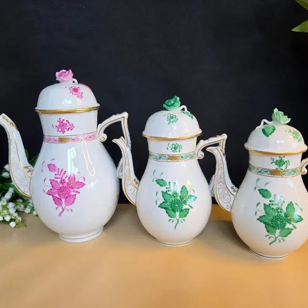 [BUNJANG] Herend Apponyi Pink & Green Coffee Pot / 앤틱/헝가리 헤렌드 아포니 핑크와그린