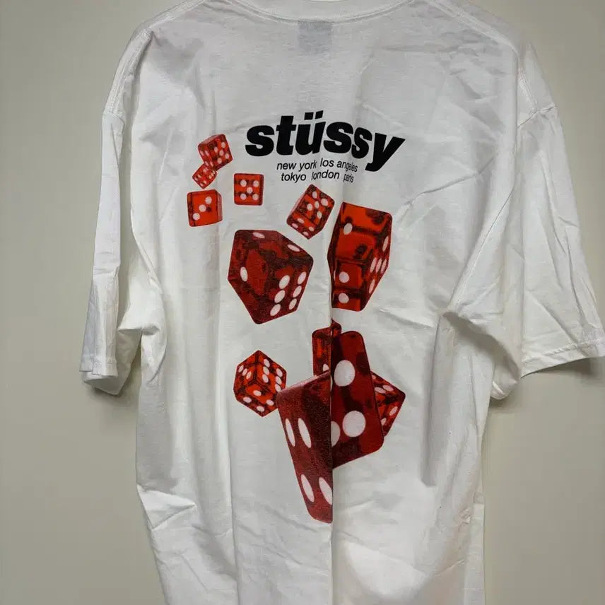 [BUNJANG] Stüssy Dice Print Short Sleeve T-Shirt White / 스투시 반팔티 화이트 다이스 프린팅