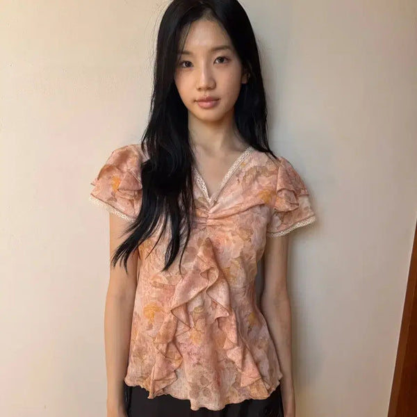 [BUNJANG] In N Yang In Harmony Frill Top Orange / 인앤양인하모니 Frill top, orange