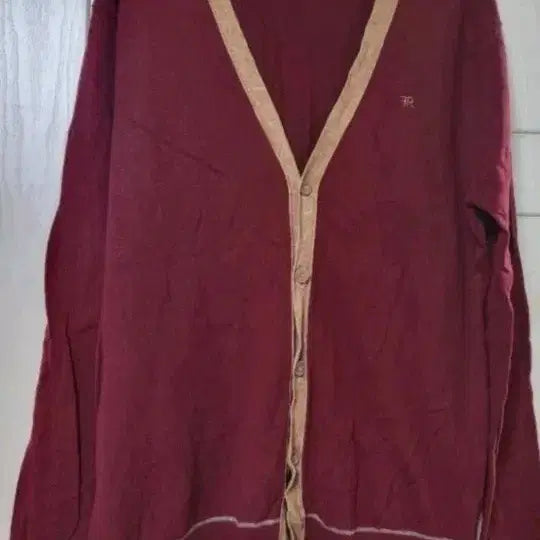 [BUNJANG] FRION Burgundy V-Neck Cardigan (Unworn) / FRION 버건디 가디건 110(미착용)