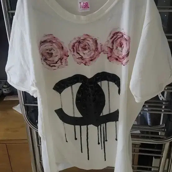 [BUNJANG] TIGAL Rose Logo Print T-Shirt / 티걸 반팔티 핑크 장미 로고 프린팅