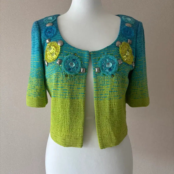 [BUNJANG] St. John Gradient Beaded Bolero Cardigan / [정품] St. John 센존 그라데이션 비즈 볼레로 가디건