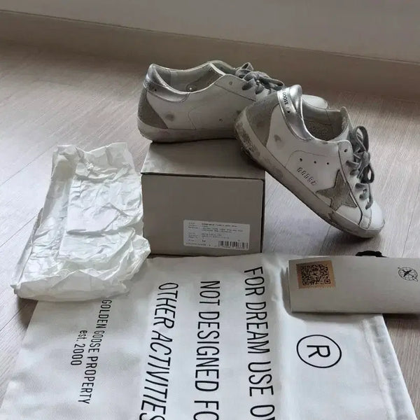[BUNJANG] Golden Goose Superstar Sneakers White Silver Tab Full Box / 골든구스 슈퍼스타 스니커즈 화이트 실버탭 풀박