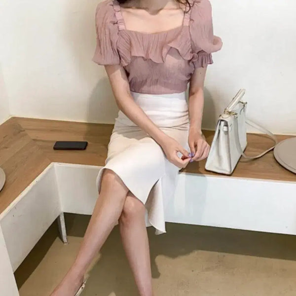 [BUNJANG] Rene Pink Frill Blouse / 렌느 핑크 프릴 블라우스