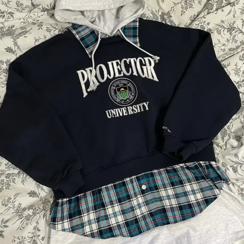 [BUNJANG] Project G.R. Layered Hoodie Navy Size 1 / 프로젝트지알 레이어드 후드 네이비 1사이즈