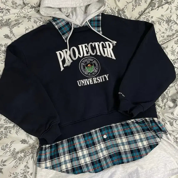 [BUNJANG] Project G.R. Layered Hoodie Navy Size 1 / 프로젝트지알 레이어드 후드 네이비 1사이즈