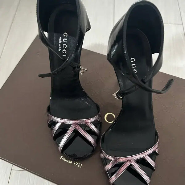 [BUNJANG] Gucci Black Pink Strap Sandals / 구찌 블랙 핑크 스트랩 샌들 35 2/1 (225)