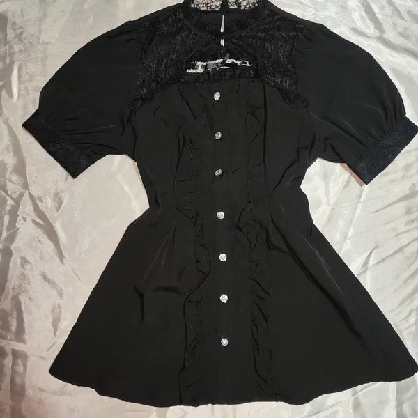 [BUNJANG] Majoretty Lace Black Dress / [중고/택포]시크 공겜여주 고스로리 고딕풍 마조레티 레이스 블랙 원피스
