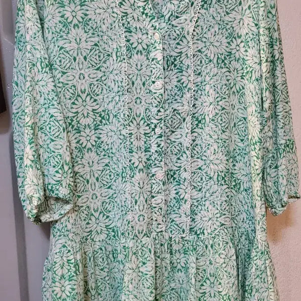 [BUNJANG] Zara Green Floral Blouse / ZARA  그린 플로럴 블라우스