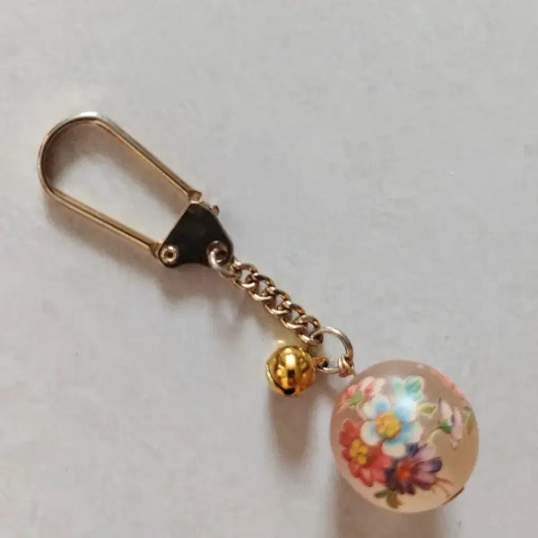 [BUNJANG] Handmade Floral Ball Charm Keychain / 꽃무늬 볼 키링