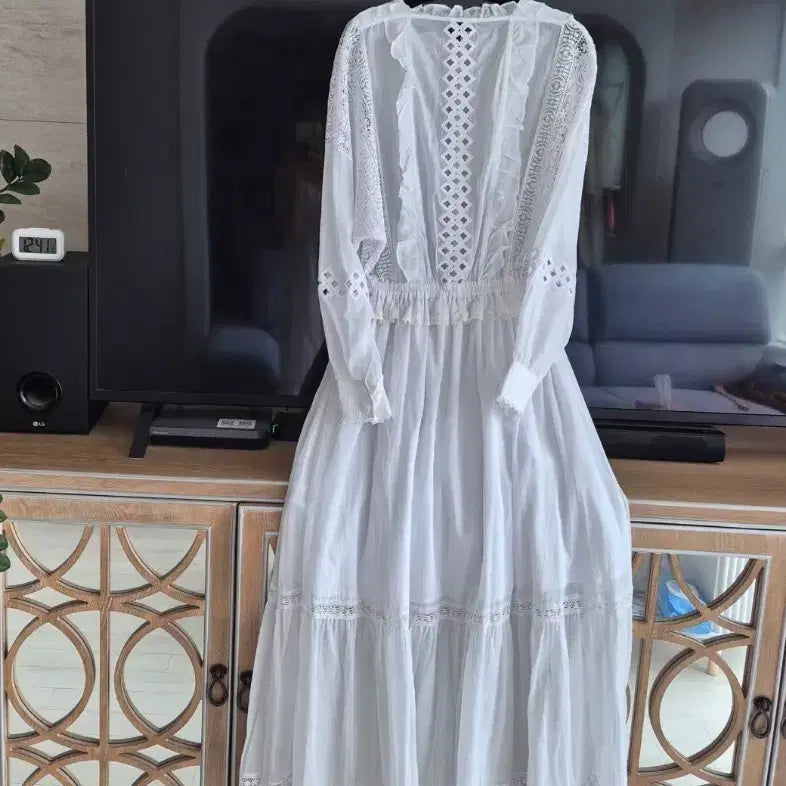 [BUNJANG] Pure White Cotton Lawn Lace Long Dress / 순백  아사면 레이스 롱드레스 55