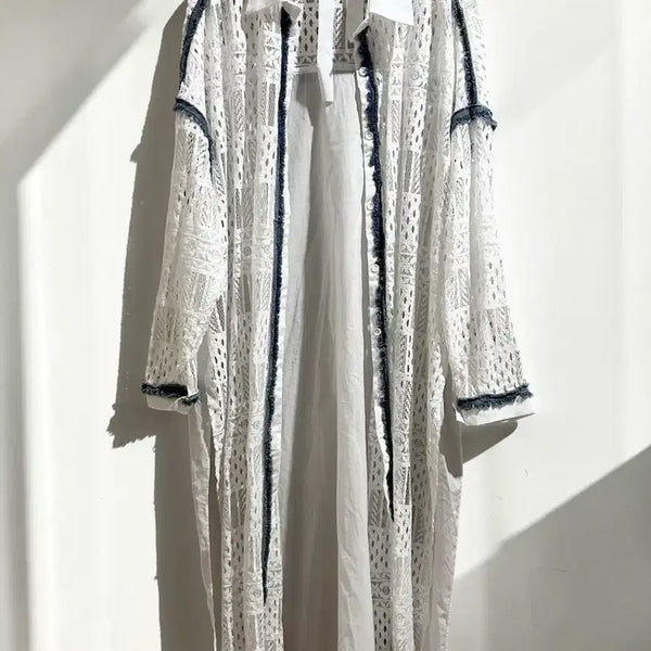 [BUNJANG] Lace Punching Robe Cardigan / 새상품 레이스 펀칭 로브 가디건