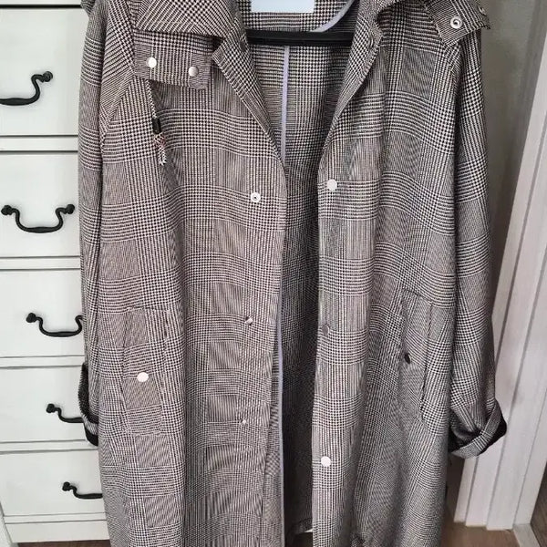 [BUNJANG] System Homme Hooded Check Coat / 시스템옴므 후드 체크 코트