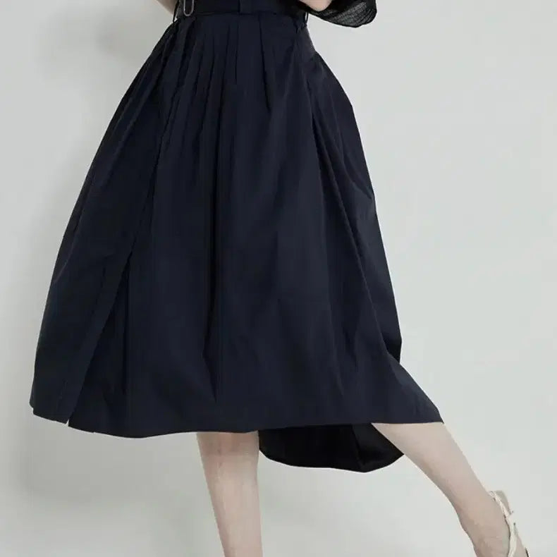 [BUNJANG] System Navy Belted Pleated Skirt / 한섬 시스템 스커트(마인,타임,오브제,래트,쥬크,미샤)