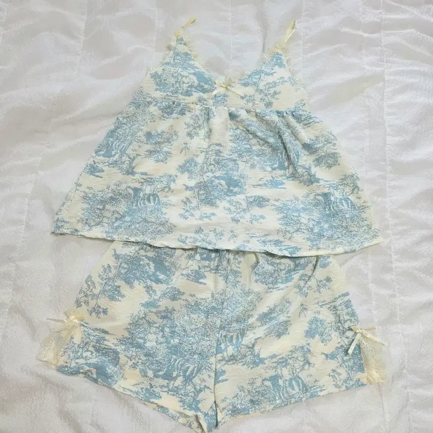 [BUNJANG] Women's Summer Pajama Set - One Size Fits Most / 프리사이즈 성인여성의류 여름 잠옷 파자마 상하세트