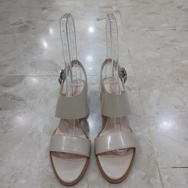 [BUNJANG] Beige Leather Ankle Strap Sandals / 샌들