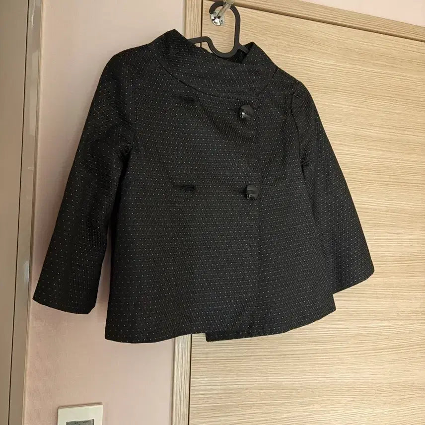 [BUNJANG] French Vintage Black Polka Dot Crop Jacket / 프랑스 빈티지 블랙 도트 크롭 자켓