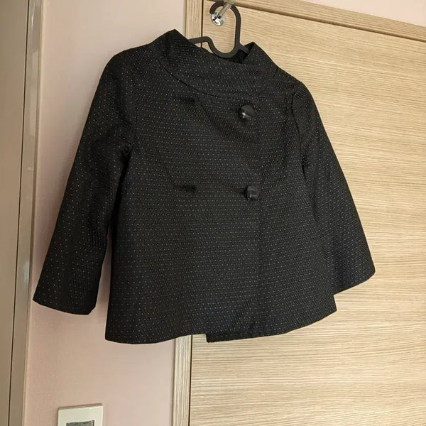 [BUNJANG] French Vintage Black Polka Dot Crop Jacket / 프랑스 빈티지 블랙 도트 크롭 자켓