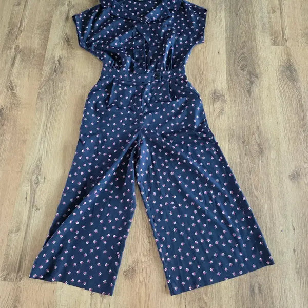 [BUNJANG] Kenneth Lady Navy Flower Pattern Jumpsuit / 케네스레이디여성 점프수트 네이비 플라워 패턴