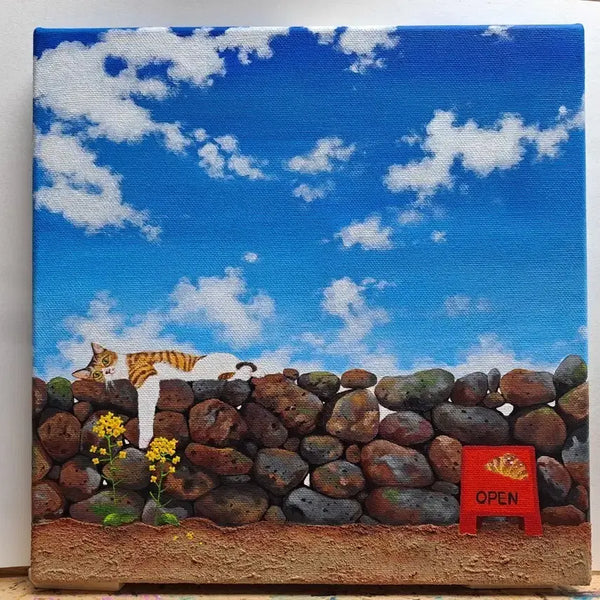 [BUNJANG] Jeju Stone Wall Cat Acrylic Painting Frame / 제주 돌담 고양이 아크릴 그림액자입니다