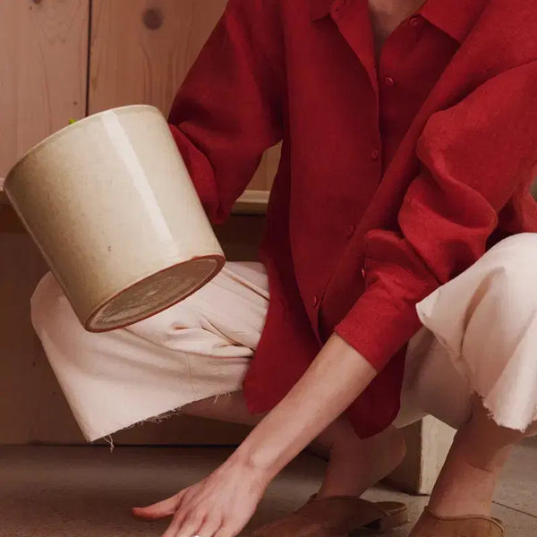 [BUNJANG] SOMETHING TO HOLD Linen Shirt Red / SOMETHING TO HOLD 린넨 셔츠 S 레드