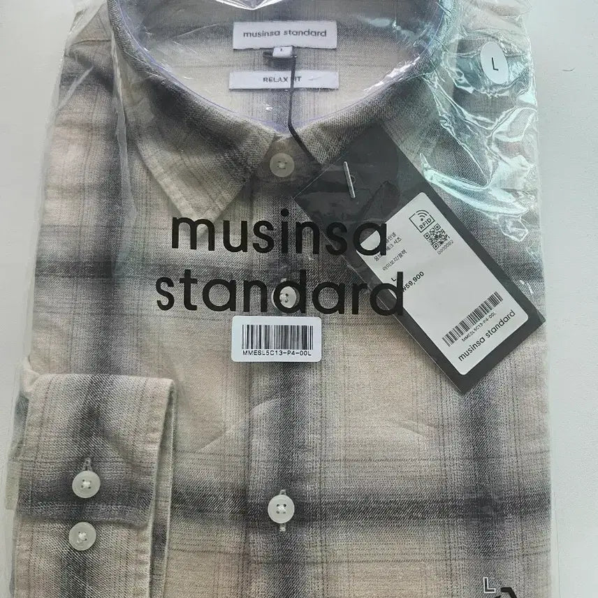 [BUNJANG] Relaxed Fit Flannel Ombre Check Shirt [Ivory/Black] L / 릴렉스드 플란넬 옴브레 체크 셔츠 [아이보리/블랙] L 새상품입니다