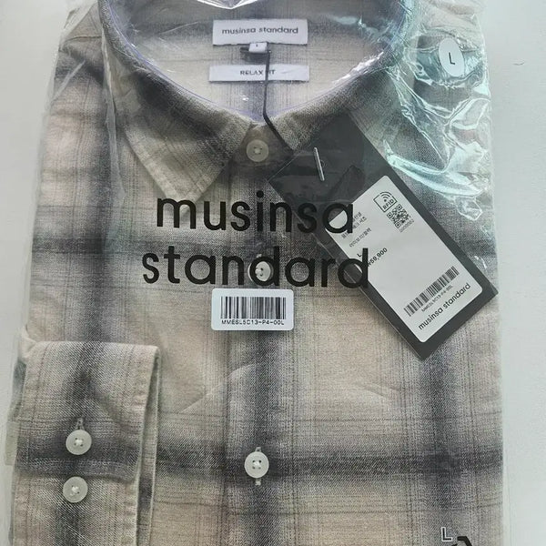 [BUNJANG] Relaxed Fit Flannel Ombre Check Shirt [Ivory/Black] L / 릴렉스드 플란넬 옴브레 체크 셔츠 [아이보리/블랙] L 새상품입니다