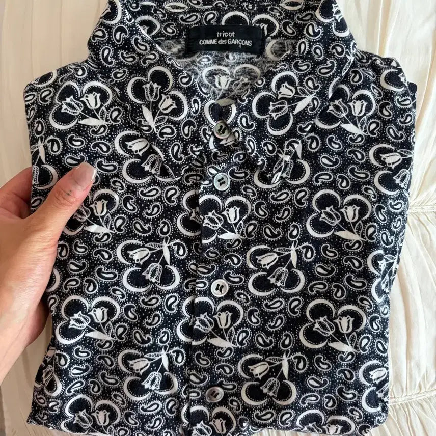 [BUNJANG] Comme des Garçons Black Pattern Short Sleeve Shirt / 꼼데가르송 반팔 셔츠 블랙 패턴