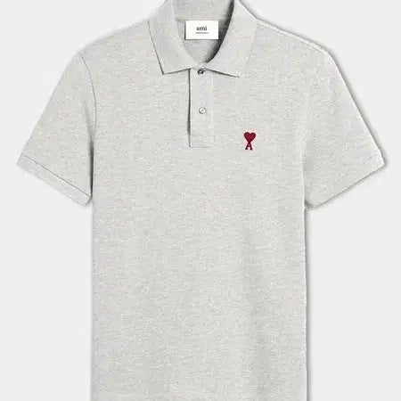 [BUNJANG] AMI Ami de Coeur Pique Polo Shirt - Grey / 아미 하트 로고 피케셔츠 그레이