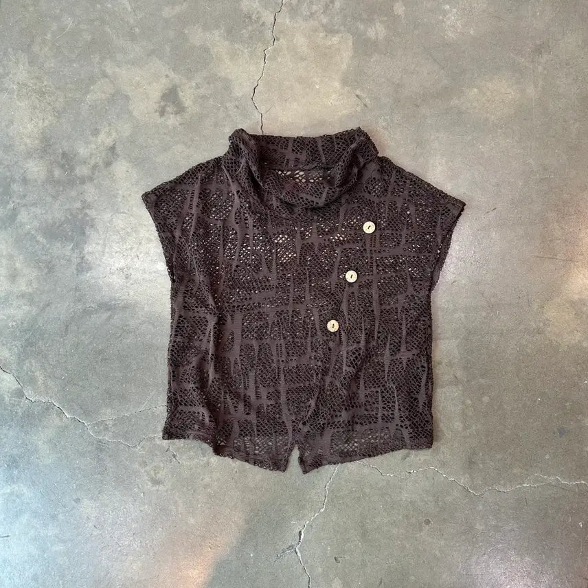 [BUNJANG] Brown Pattern Crochet Top / 브라운 패턴 크로셰 탑