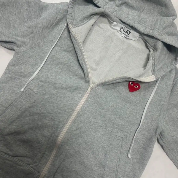 [BUNJANG] Comme des Garçons PLAY Zip-Up Hoodie Gray / 꼼데가르송 플레이 집업 후드 그레이